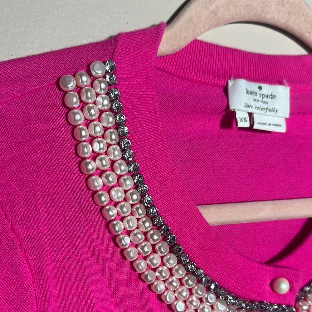 Kate Spade Tula Pearled Pink Cardigan | XS‎